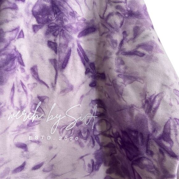Merch by Sia NWT Tie Dye Crew Neck Crop Pullover Sweatshirt Purple Size Medium - Picture 5 of 9